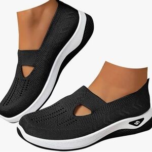 Black and White Slip-On Sneakers with Cushioned Sole